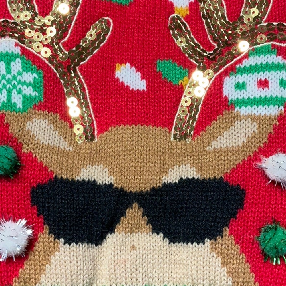 Festive Reindeer Knit Ugly Christmas Dog Sweater - Picture 3 of 7